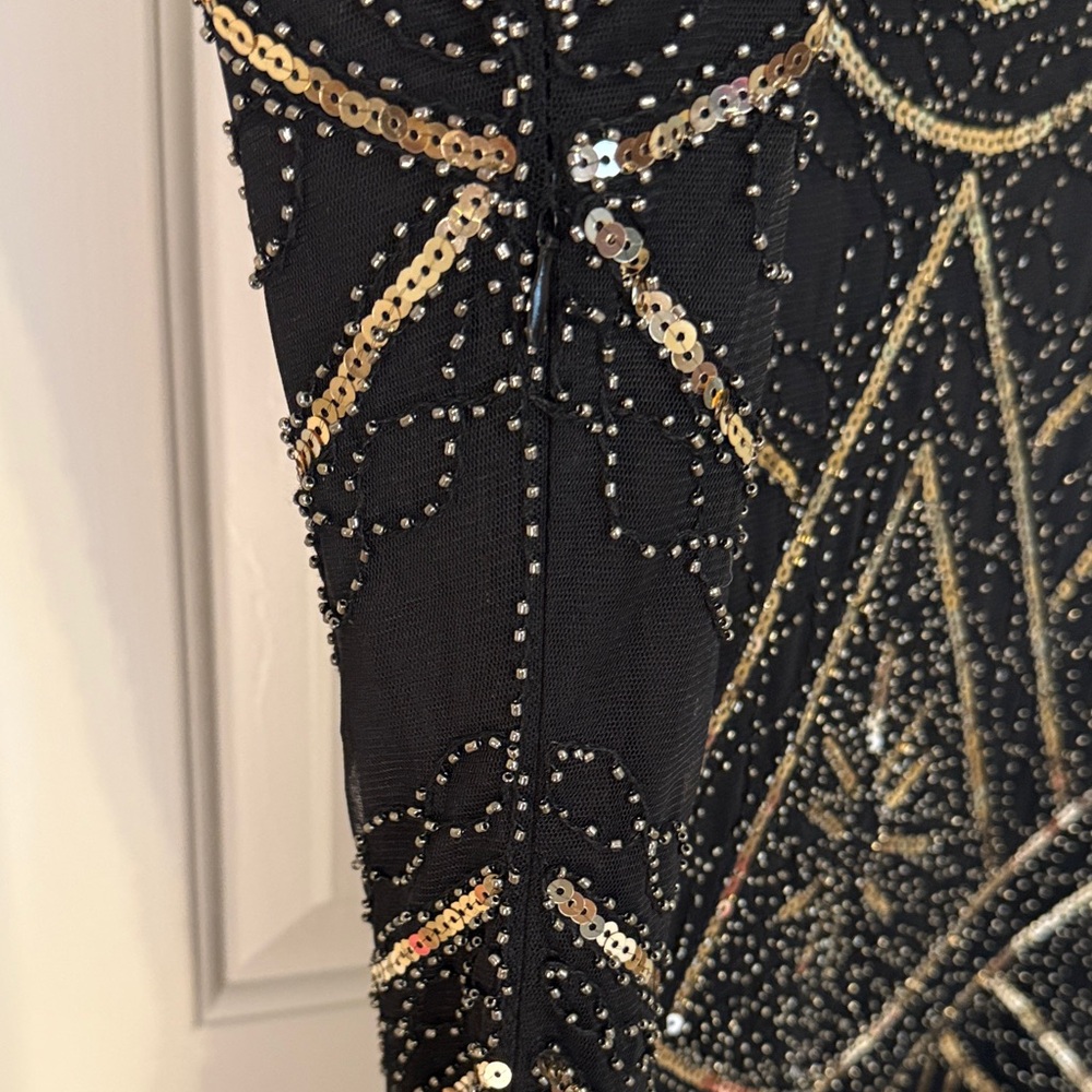 Black and Silver Beaded Flapper Gatsby Dress - Picture 5 of 5